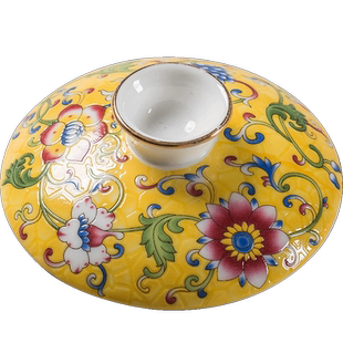 珐琅彩盖碗盖子白瓷描金盖碗单盖子三才盖碗茶碗茶杯盖子配盖陶瓷