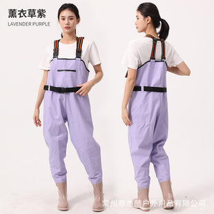 女款下水裤半身雨裤防水衣服女抓捕鱼连体全身渔皮叉水衩裤子加厚