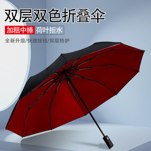 双层全自动雨伞10骨加固加大抗风