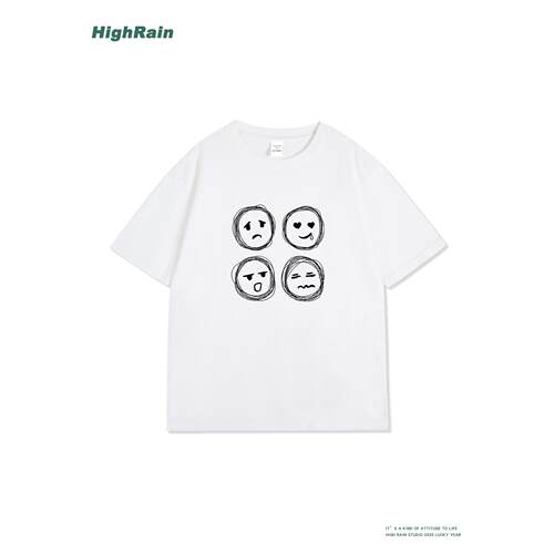 HighRain白色T恤男夏季2026新款