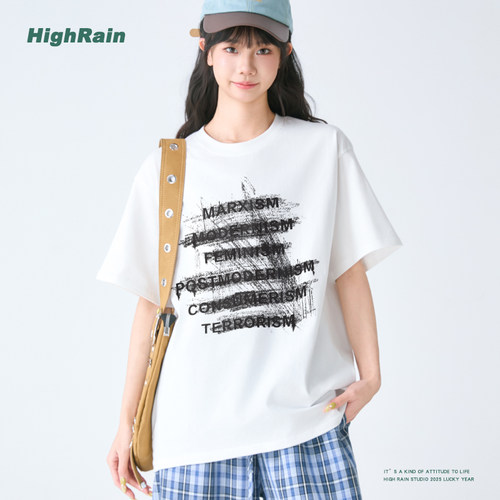 夏季新品手绘涂鸦短袖T恤女