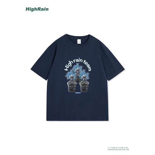HighRain藏青色短袖T恤夏季新款