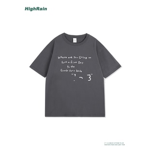 HIGHRAIN原宿风T恤夏季男女款宽松圆领短袖颜文字可爱设计感上衣