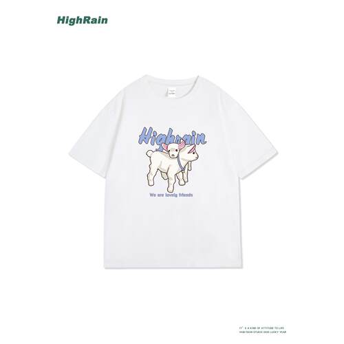 HighRain白色短袖T恤女夏季可爱