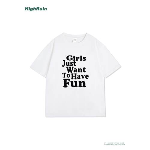 HighRain美式复古字母T恤女2026