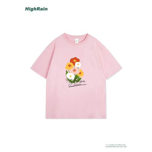 HighRain粉色短袖T恤女2026新款