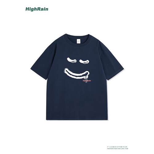 HighRain笑脸印花短袖T恤男夏季