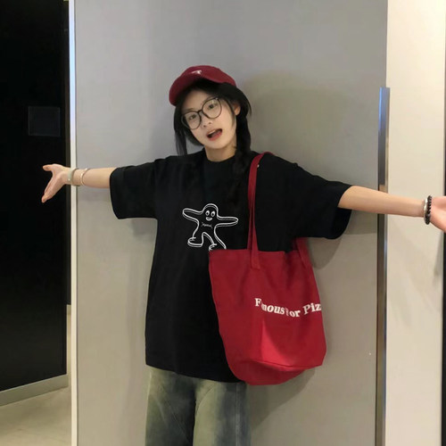 美式复古街头幽灵印花短袖t恤