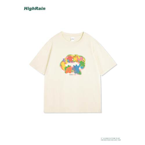 HighRain米白色T恤短袖夏季新款