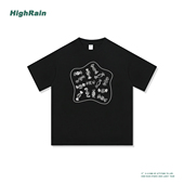 宽松短袖 HIGH RAIN原创设计感潮牌百搭简约纯棉重磅t恤男女夏季 潮