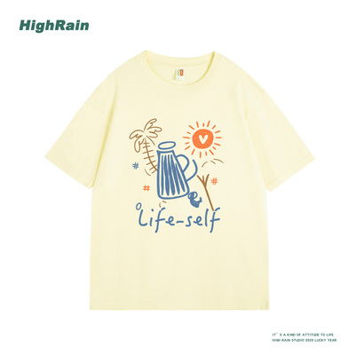 日系手绘小众短袖t恤女夏季纯棉