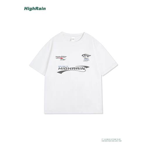 HighRain赛车风短袖T恤男女同款