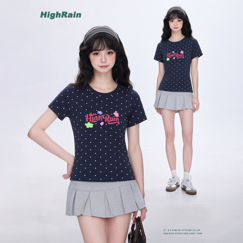 HighRain波点短袖T恤女2026夏季
