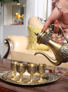 欧式青铜色酒具套装家用酒壶高档古代酒具高脚杯中式宫廷酒器礼盒