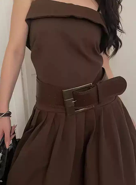 美式辣妹风宽版腰带女复古美拉德风收腰显瘦搭配裙子气质高级皮带