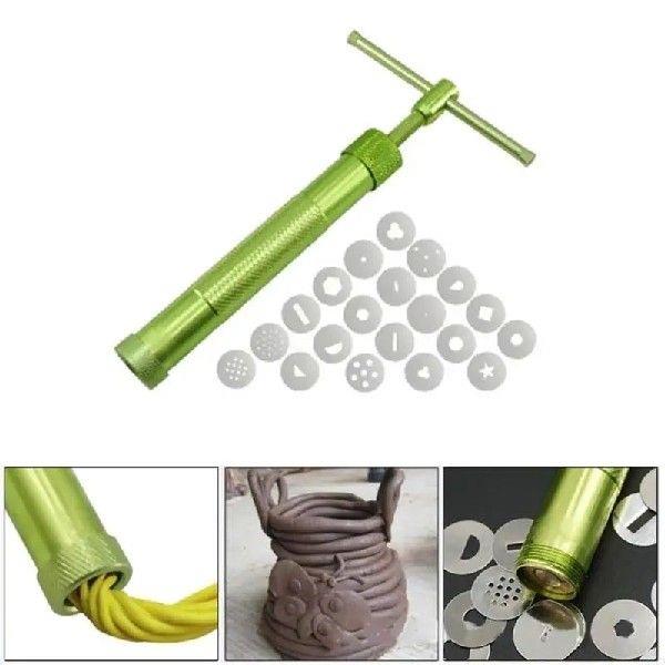 H7ED Fondant Press Clay Cutter Clay Extruder with 20 Tips Ca
