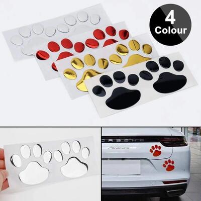 2Pcs/Set 3D Animal Dog Cat Bear Foot Prints Car er Cool Desi