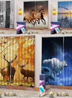 Pair of Animal Printed Curtains Drape for Bedroom Living