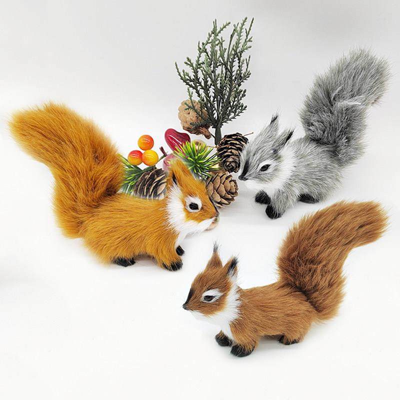 Mini Simulation Squirrel Plush Animal Ornament Christmas Tab
