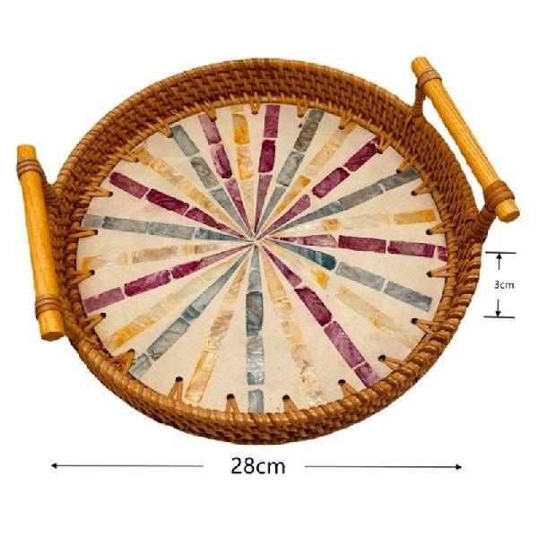 New Rattan Bread Basket Woven Snack Storage Basket Colorful