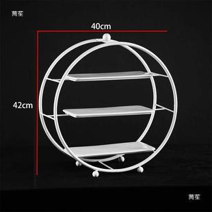 Table Ornament Display White Cake Dessert Stand Tray Iron