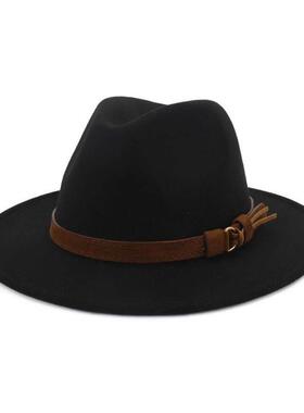 Unisex Wide Brim Felt Hats Men Women Panama Trilby Hat爵士帽