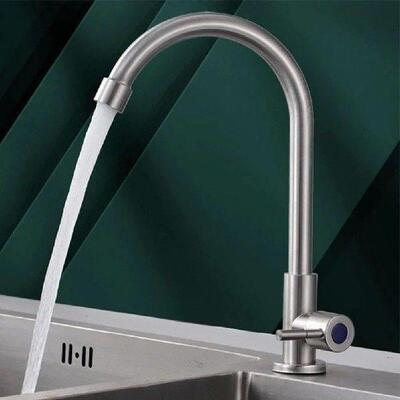 Kitchen Faucets Stainless Steel Single Cold Taps Swivel