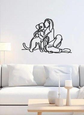 Metal Wall Art Dogs Iron Minimalist Sculpture 18x12 Inches