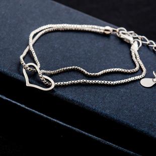 Thin Simple Love layered Bracelet Double