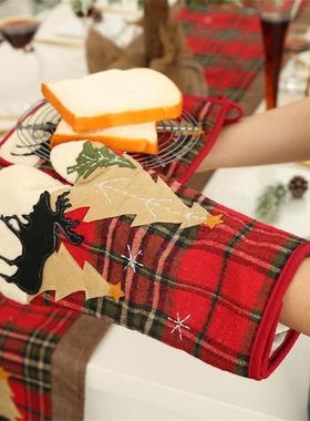 Christmas gingham insulated gloves Microwave oven gloves