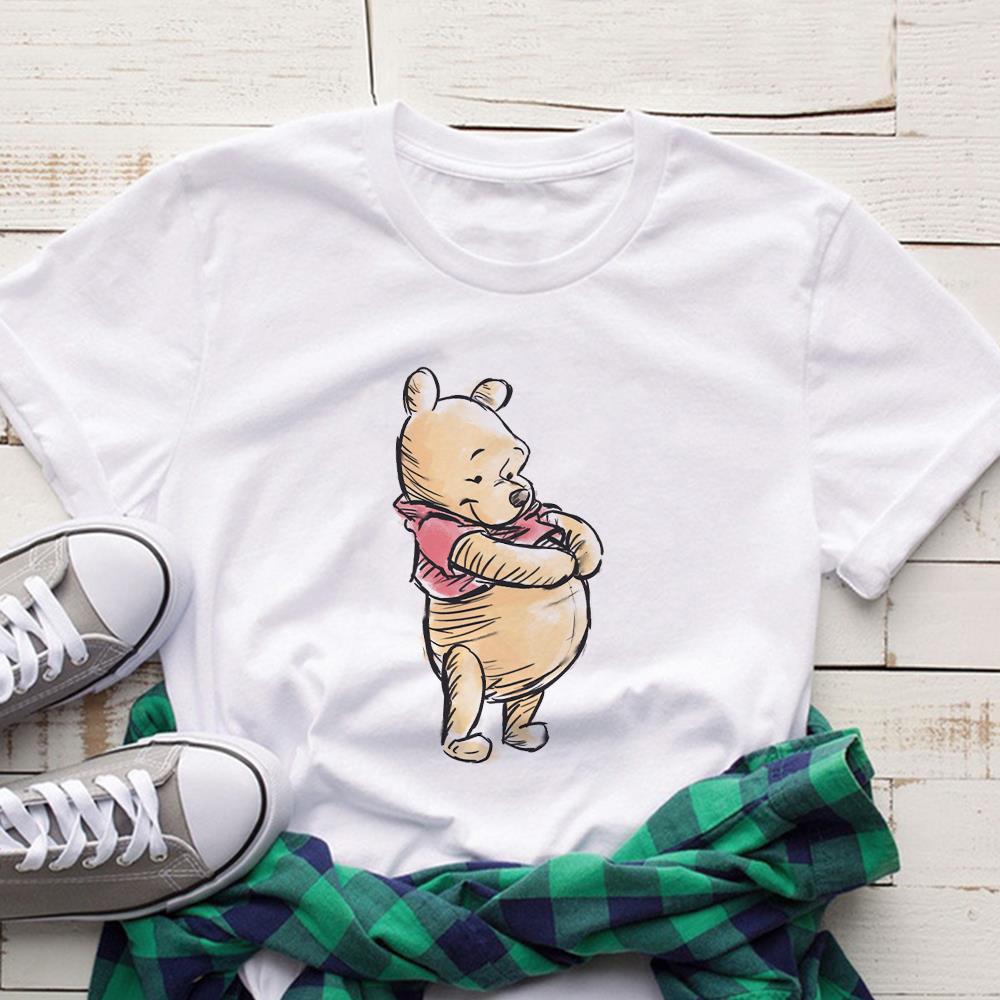 Winnie the Pooh Print T Shirt Women Short Sleeve Summer Casu