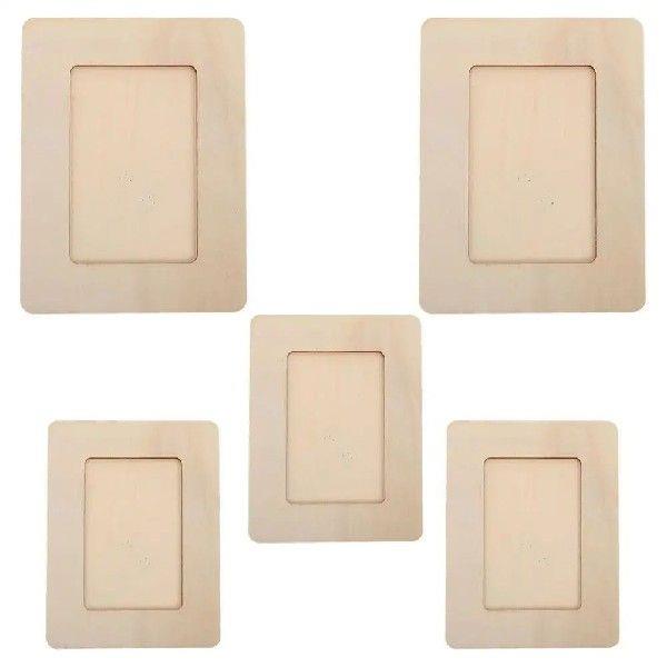 5 Pcs Wooden White Blank Photo Frame Picture Frames Desk