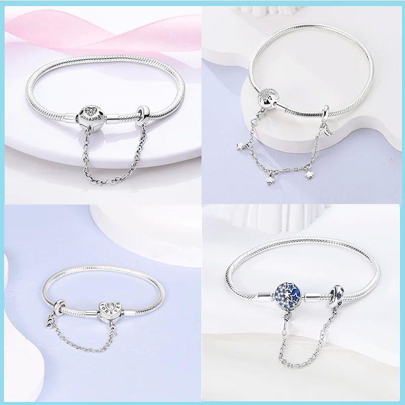 Sterling Silver Bracelet Fit Charms Butterfly Stars Moon Saf