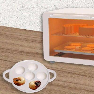 Ceramic Escargot Baking Dish Plate, Round, 6 Compartment