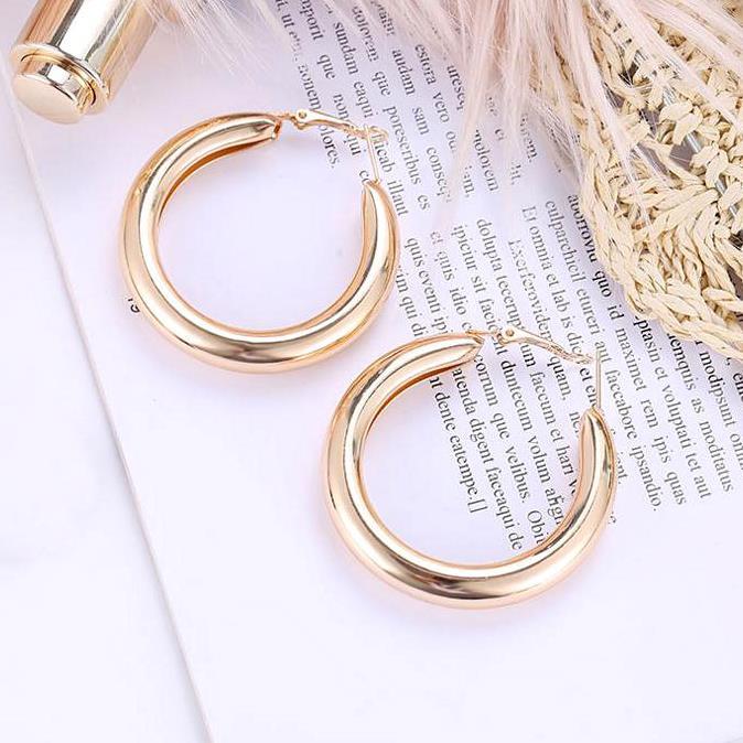 Personality 50 MM Big Gold Hoops Earrings Minimalist Thick