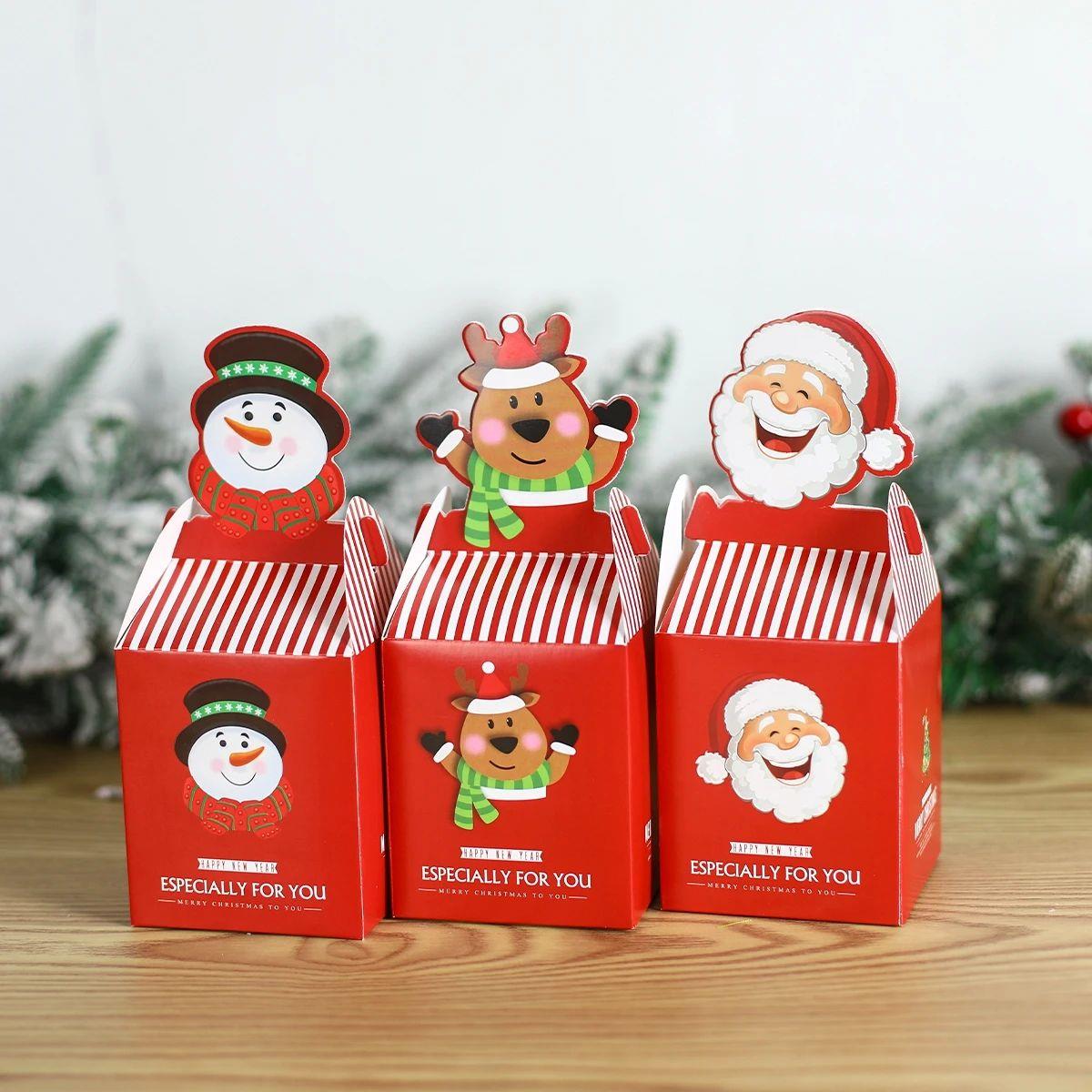 20pcs Christmas Candy Gift Box Santa Claus Cookie Package Ba