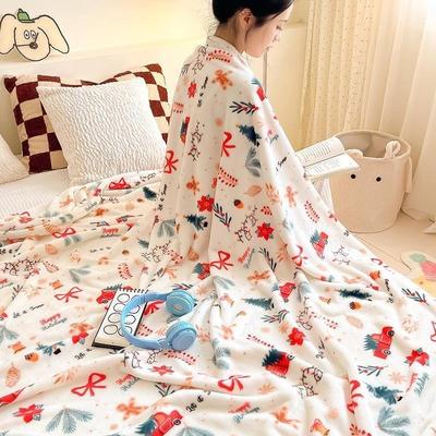 Christmas Flannel Throw Blanket, Plush Coral Fleece Sofa Nap