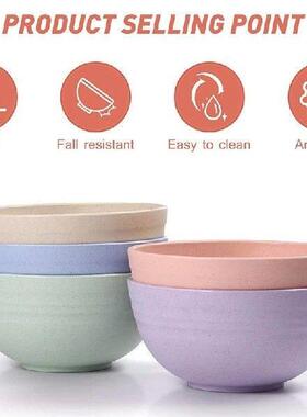 5 PCS 12Cm Cereal Bowls Wheat Straw Unbreakable Reusable