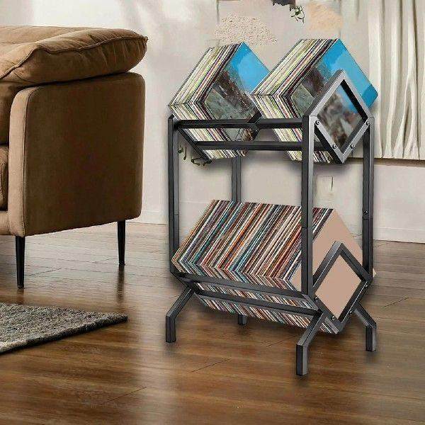 Black Vinyl Record Stand Minimalist Record Storage Shelf
