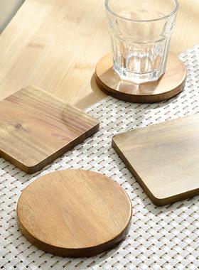 Wood Drink Coaster Set Customizable Logo Wooden Coffee Mat