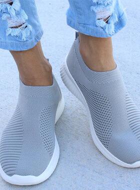 Women Flat Slip on White Shoes Woman Lightweight White Sneak