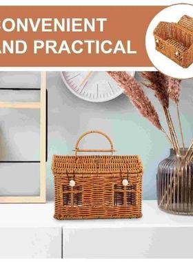 Wedding Gift Box Wicker Basket with Lid Home Decor Shoulder