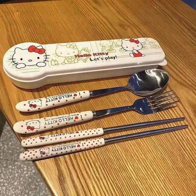 Cartoon Cute Hello Kitty High Appearance Chopsticks Spoon Se