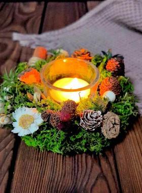 Pinecone Christmas Advent Wreath Candle Holder Gift 耶诞烛台