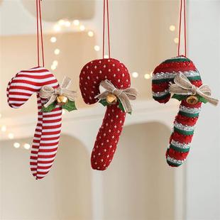 Ornament Cane Red Christmas Decor Plush Hanging Candy