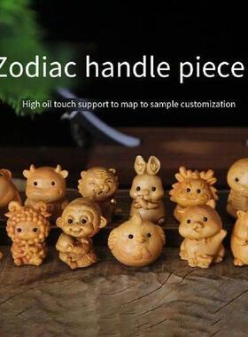 Wood Carving Miniature12 zodiac ornaments Rat tiger rabbit