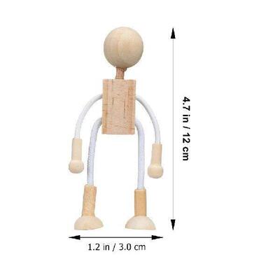 6 Pcs Wooden Cartoon Toy Small DIY Dolls Crafts House