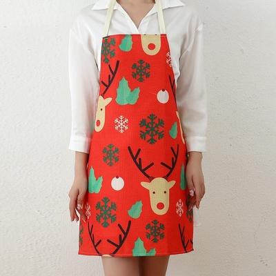 Santa Print Apron for Restaurant Bar Christmas Party