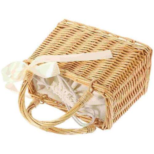 Storage Basket Woven Flower Child Girl Bearer Wicker Canvas