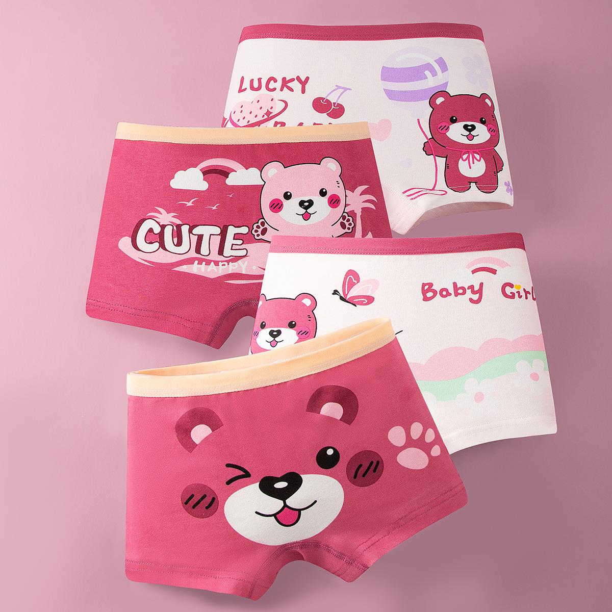 4Pcs/Lot Girls Briefs Cotton Underwear Cute Designs Printi女